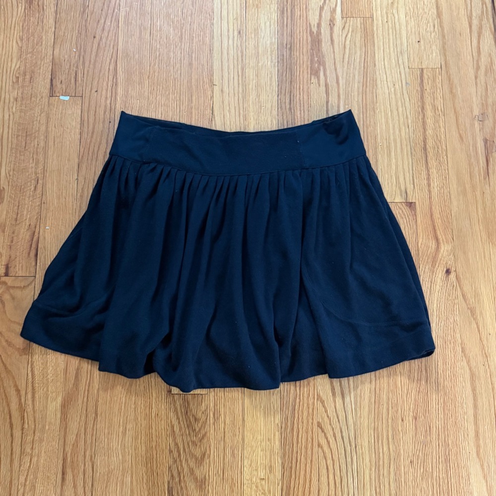 Free People Angora Blend Pleated Mini Skirt Size Large Black Knit Boho Flare